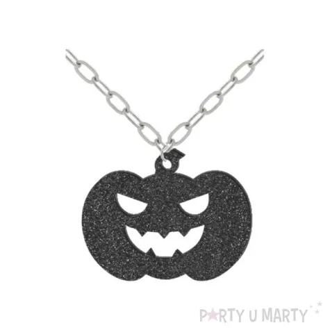 naszyjnik dynia na lancuszku czarny brokat 6x7 5 cm