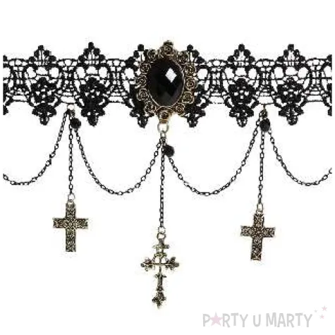 naszyjnik gotycki z krzyzami czarny widmann