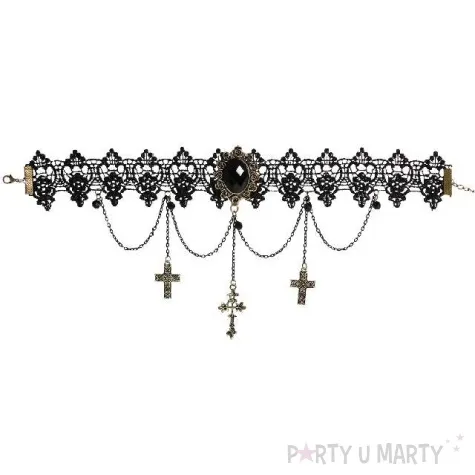 naszyjnik gotycki z krzyzami czarny widmann