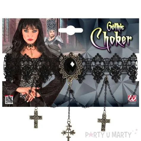 naszyjnik gotycki z krzyzami czarny widmann