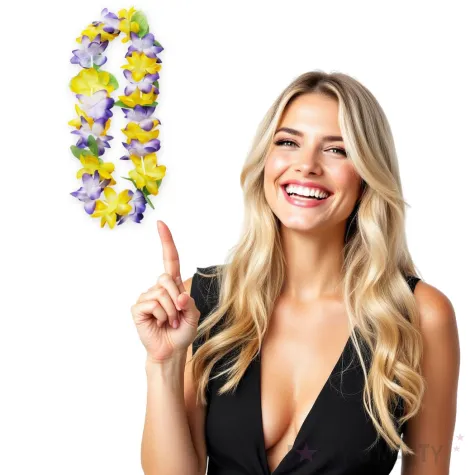 naszyjnik hawajski aloha zolto fioletowy godan 120 cm