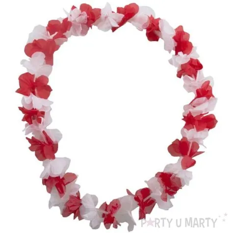 naszyjnik hawajski kibica polska bialo czerwony funny fashion 50 cm