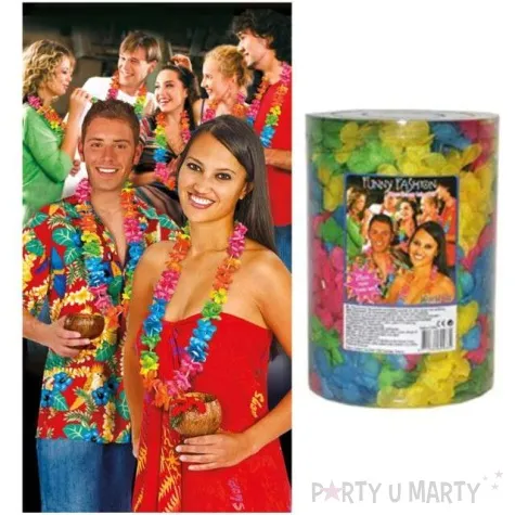 naszyjnik hawajski kwiaty kolorowy funnyfashion 100 cm 25 szt