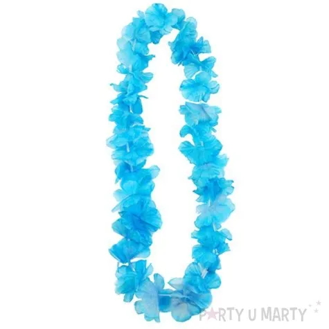 naszyjnik hawajski kwiaty niebieski jasny 100 cm