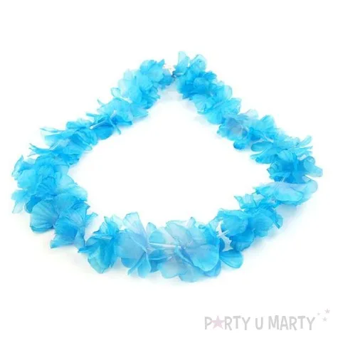 naszyjnik hawajski kwiaty niebieski jasny 100 cm