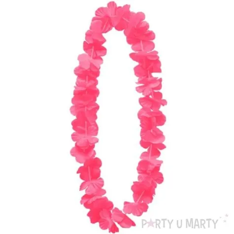 naszyjnik hawajski kwiaty rozowy partypal 100 cm