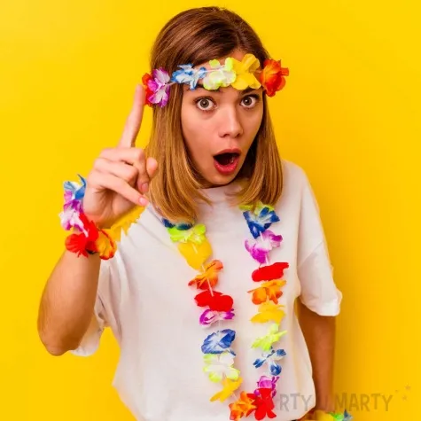 naszyjnik hawajski kwiaty zloty funnyfashion 100 cm