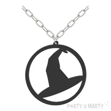 naszyjnik kapelusz czarownicy na lancuszku czarny 8cm