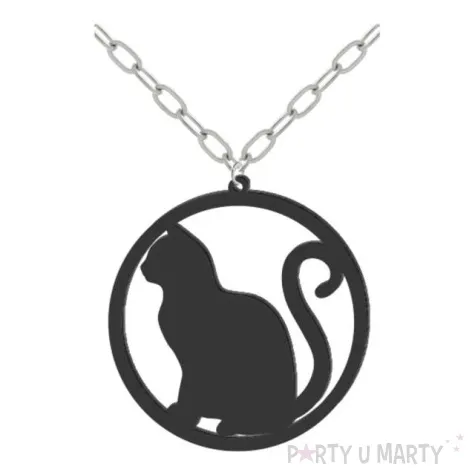 naszyjnik kot czarownicy na lancuszku czarny 8cm