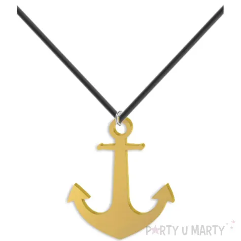 naszyjnik kotwica na rzemyku zlota 6 cm