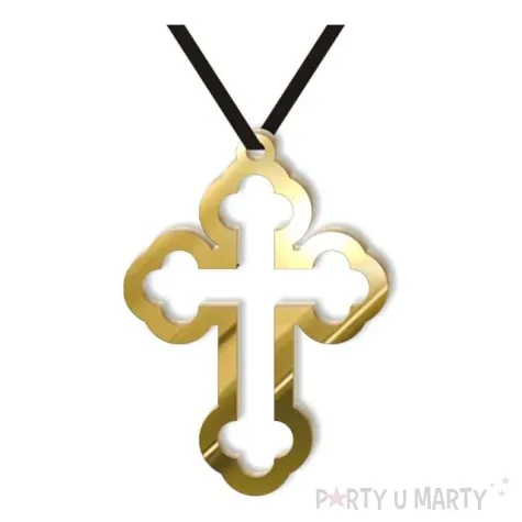 naszyjnik krzyz gotycki l obrys zloty lustrzany 15 cm