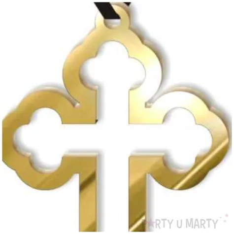 naszyjnik krzyz gotycki obrys zloty lustrzany 10 cm