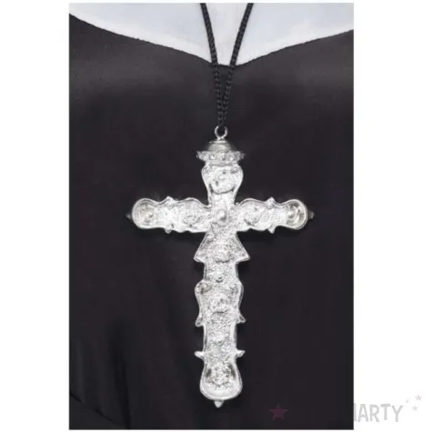 naszyjnik krzyz srebrny ornament smiffys 16 cm