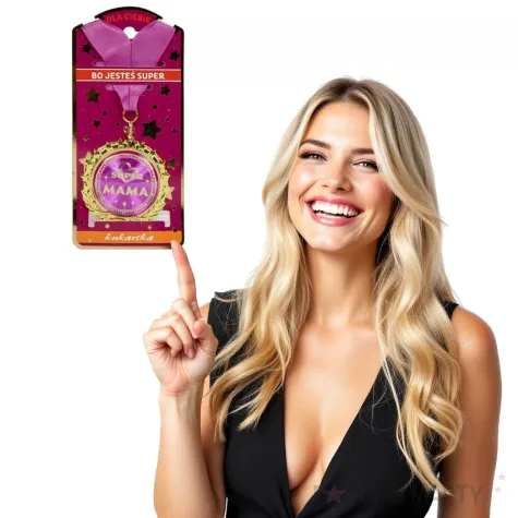 naszyjnik medal super mama rozowy topgift