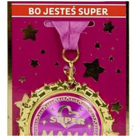 naszyjnik medal super mama rozowy topgift