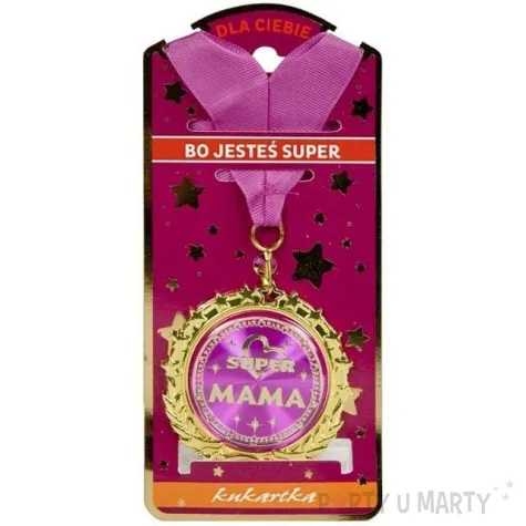 naszyjnik medal super mama rozowy topgift