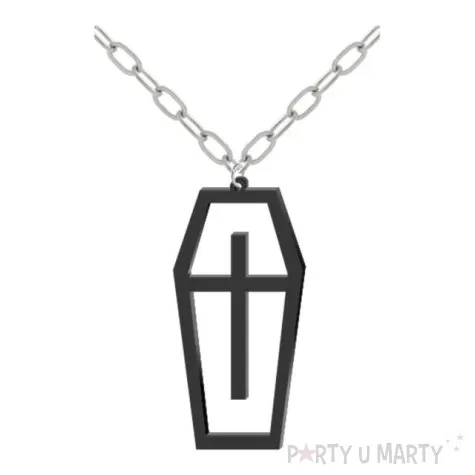 naszyjnik trumna obrys na lancuszku czarny 8cm