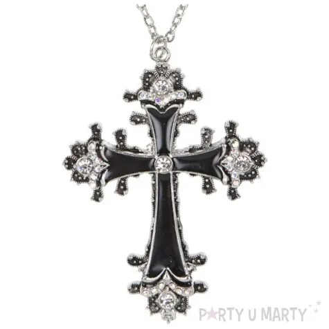 naszyjnik zdobiony krzyz czarny widmann