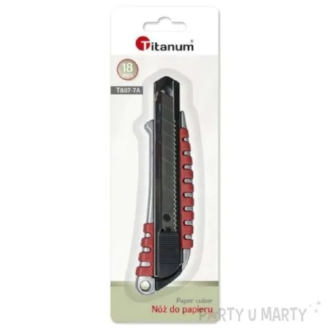 noz do tapet metalowy srebrno czerwony titanum 18mm