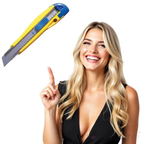 noz do tapet plastikowy zolto niebieski titanum 18mm