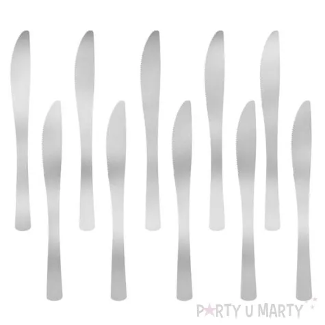 noze plastikowe dlugie srebro antyczne partypal 10 szt