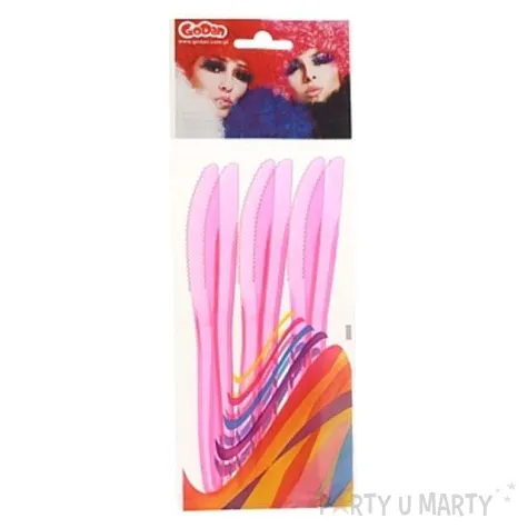 noze plastikowe fuksja transparentne 18 cm 6 szt