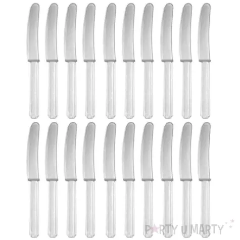 noze plastikowe srebrne 16 cm 20 szt