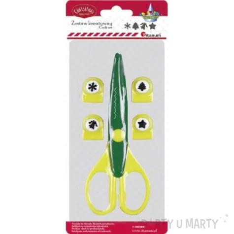 nozyczki dziurkacz swiateczne wzorki zolte titanum