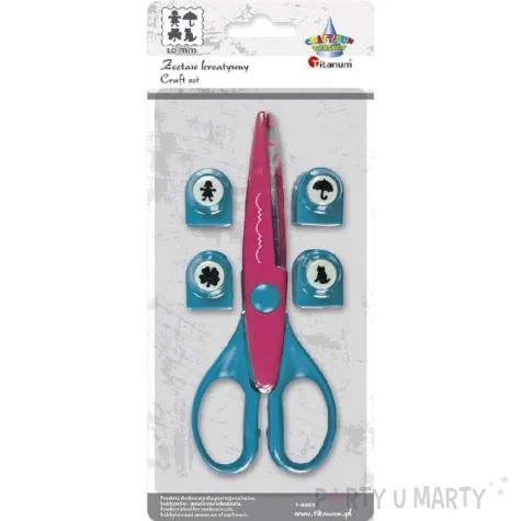 nozyczki dziurkacz wesole wzorki niebieskie titanum