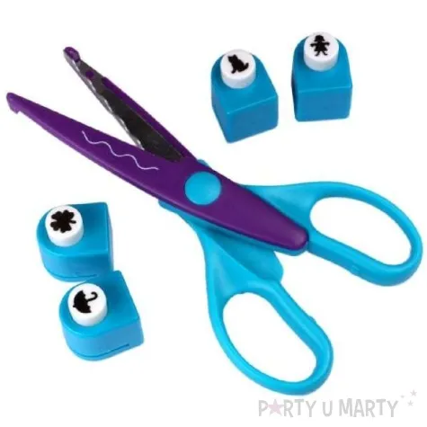 nozyczki dziurkacz wesole wzorki niebieskie titanum