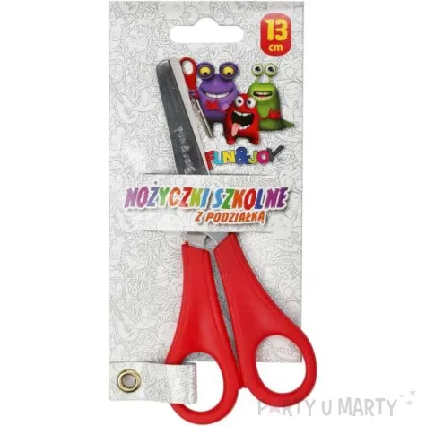 nozyczki szkolne z podzialka czerwone fun joy 13 cm