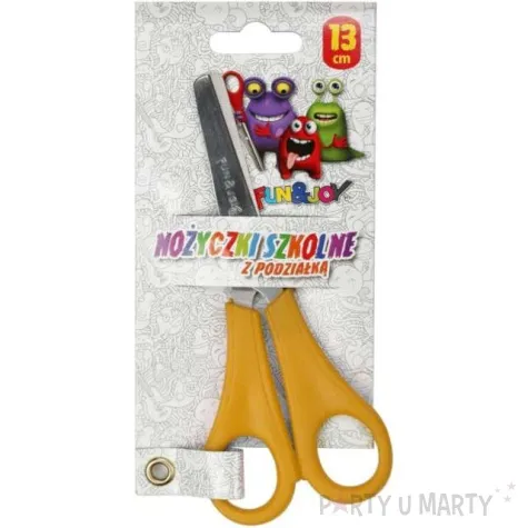 nozyczki szkolne z podzialka zolte fun joy 13 cm