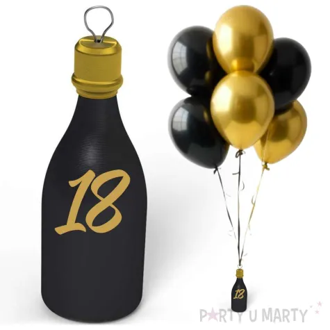 obciaznik do balonow butelka szampana liczba 18 czarny 120g