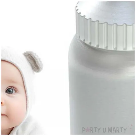 obciaznik do balonow butelka ze smoczkiem bialy metalic 80 g