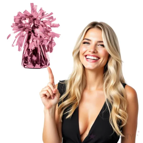 obciaznik do balonow foliowy rozowe zloto partydeco 4 szt