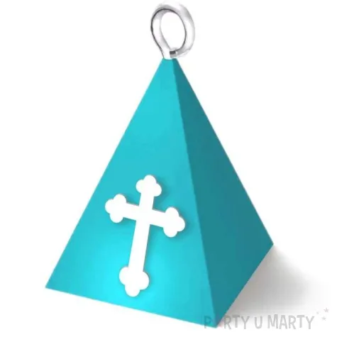 obciaznik do balonow komunia sw piramidka lux krzyz blekitny 65g