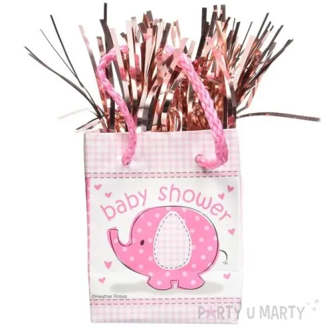 obciaznik do balonow torebka baby shower slonik rozowy unique
