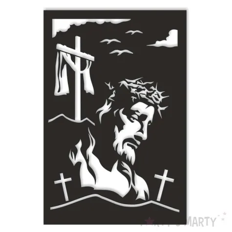 obraz azurowy jezus na golgocie czarny 40x60 cm