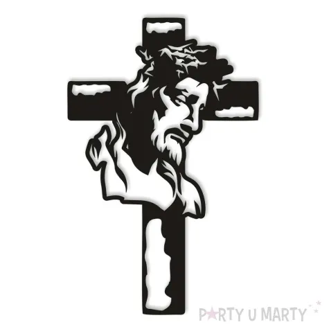 obraz azurowy jezus na tle krzyza czarny 39x58 cm