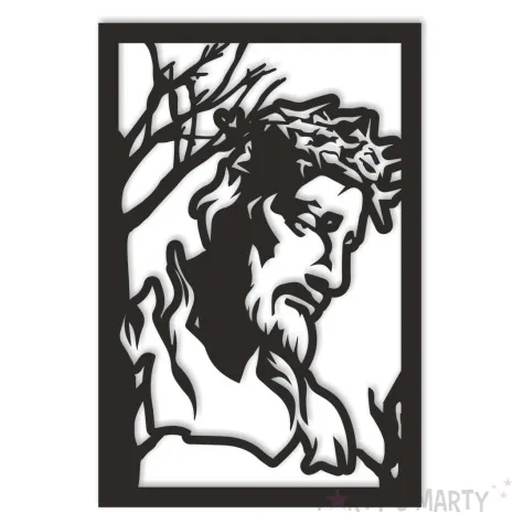 obraz azurowy jezus w cierniowej koronie czarny 40x60 cm