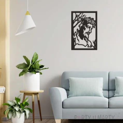 obraz azurowy jezus w cierniowej koronie czarny 40x60 cm