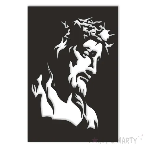 obraz azurowy jezus w cierniowej koronie negatyw czarny 40x60 cm