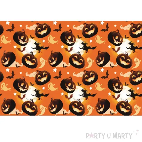 obrus dynie i czarownica halloween pomaranczowy guirca 137 x 274 cm
