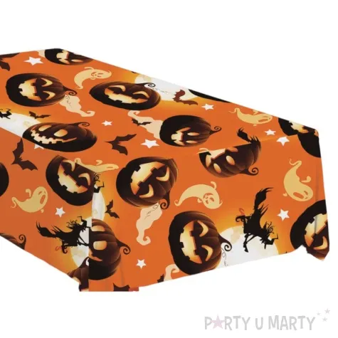 obrus dynie i czarownica halloween pomaranczowy guirca 177 x 134 cm