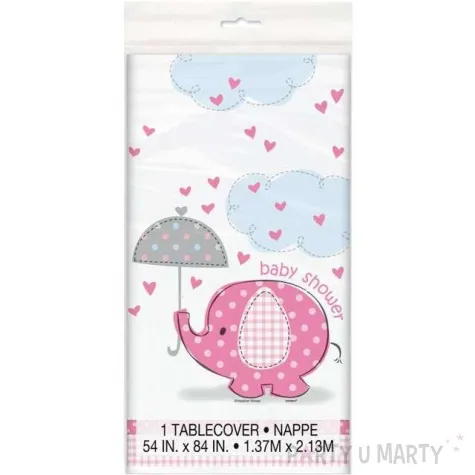 obrus foliowy baby shower slonik rozowy unique 137 x 213 cm