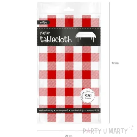obrus foliowy czerwona kratka partypal 274x137 cm