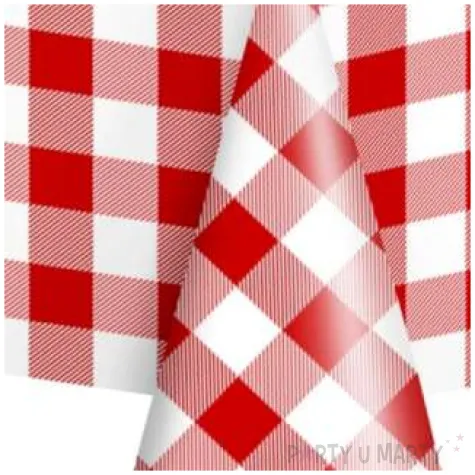 obrus foliowy czerwona kratka partypal 274x137 cm