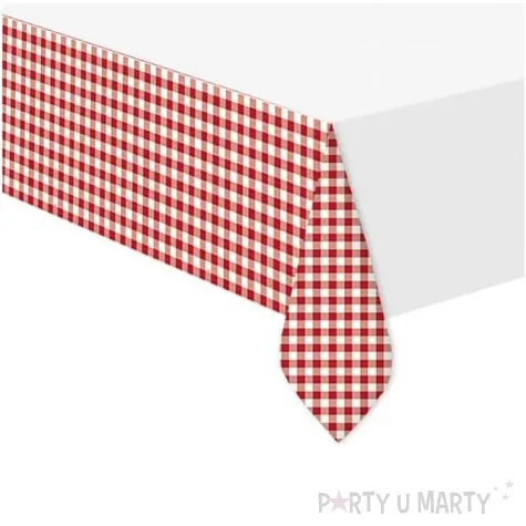 obrus foliowy czerwona kratka unique 213x137 cm