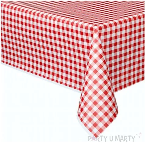 obrus foliowy czerwona kratka unique 275x137 cm