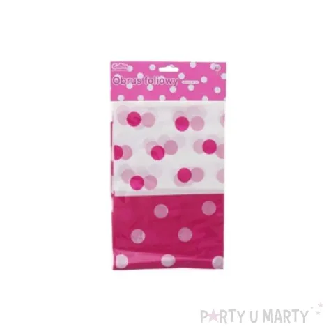 obrus foliowy grochy rozowo bialy godan 181 x 128 cm